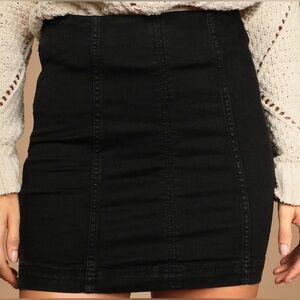 Free People Black Denim Skirt
